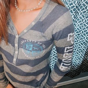 PINK blue striped shirt